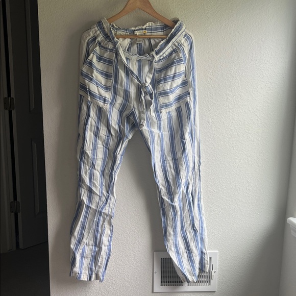C&C California Blue and White Striped Wide Leg Pants - Picture 1 of 1